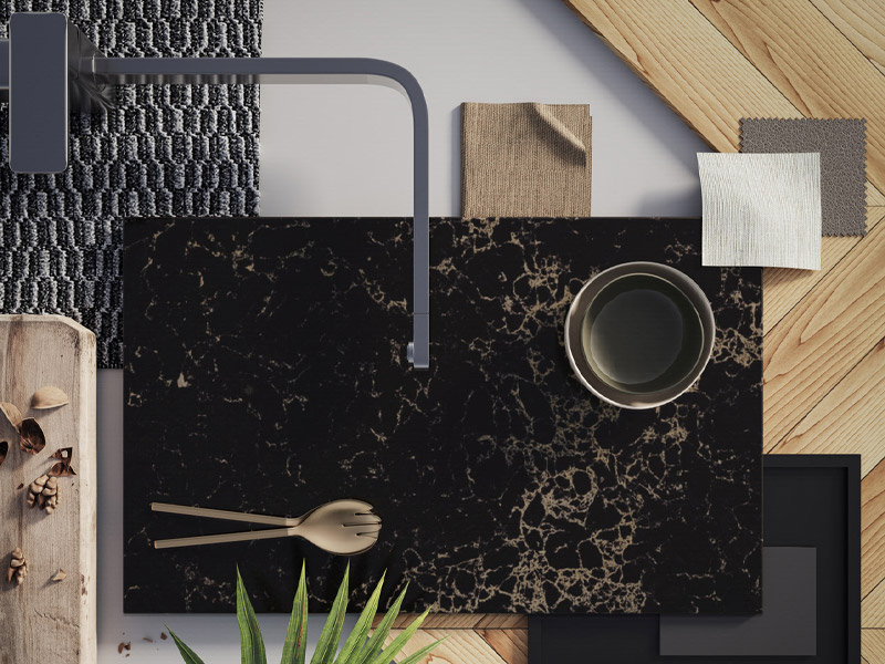 Đá quartz thạch anh Caesarstone 5100 Vanilla Noir